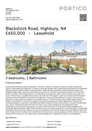 Blackstock Road, Highbury, N4 £650000