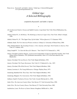 Gilded Age: a Selected Bibliography”