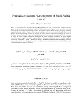 Formicidae (Insects: Hymenoptera) of Saudi Arabia (Part 2)