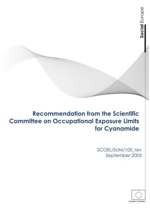 Recommendation from the Scientific Committee on Occupational Exposure Limits for Cyanamide