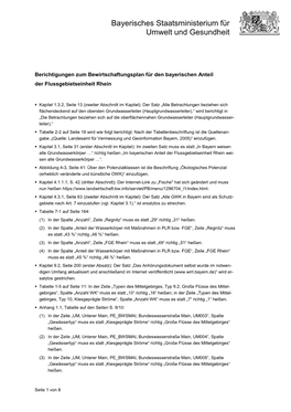 Berichtigungen Zum Bewirtschaftungsplan Für Den Bayerischen Anteil Der Flussgebietseinheit Rhein