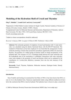 Modeling of the Hydration Shell of Uracil and Thymine