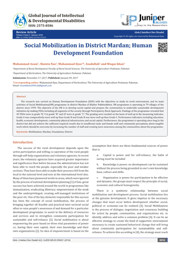 Social Mobilization in District Mardan; Human Development Foundation