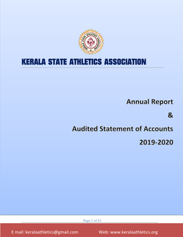 Kerala State Athletics Association Annual Report 2019-20
