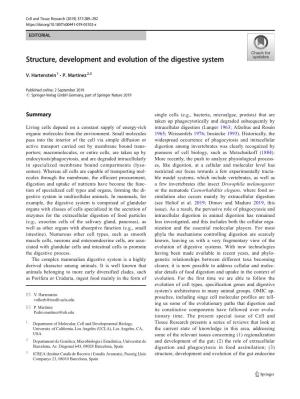 Structure, Development and Evolution of the Digestive System