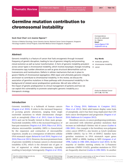 Germline Mutation Contribution to Chromosomal Instability