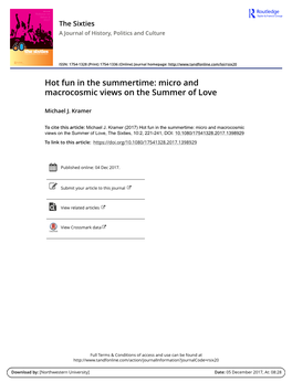 Hot Fun in the Summertime: Micro and Macrocosmic Views on the Summer of Love