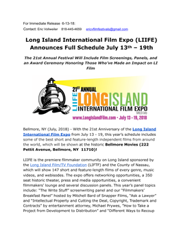 Press Release LIIFE 2018 6-19-18