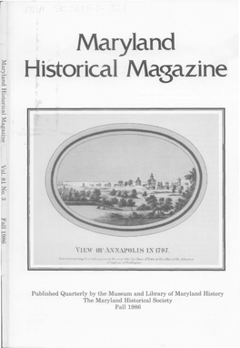 Maryland Historical Magazine, 1986, Volume 81, Issue No. 3