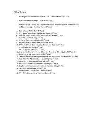 Table of Contents 1. Meeting the Millennium Development Goals