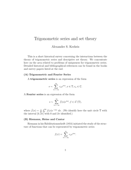 Trigonometric Series and Set Theory