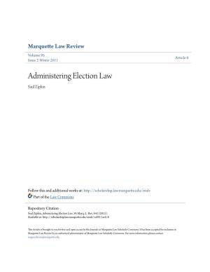 Administering Election Law Saul Zipkin