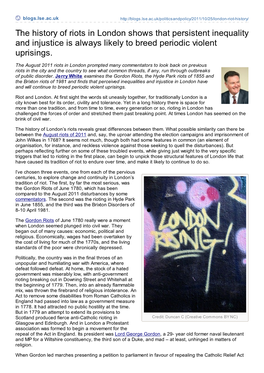 The History of Riots in London Shows That Persistent Inequality and Injustice Is Always Likely to Breed Periodic Violent Uprisings