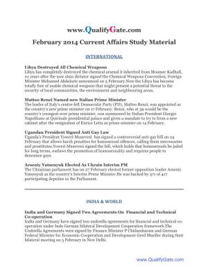 Download February 2014 Current Affair Study Material