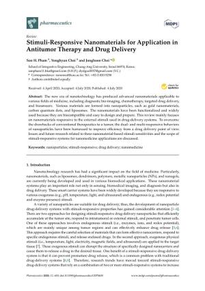 Stimuli-Responsive Nanomaterials for Application in Antitumor Therapy and Drug Delivery