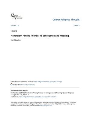 Nontheism Among Friends: Its Emergence and Meaning