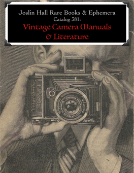 Catalog 381: Vintage Camera Manuals & Literature