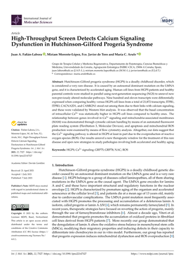 High-Throughput Screen Detects Calcium Signaling Dysfunction in Hutchinson-Gilford Progeria Syndrome