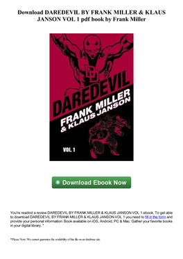 Daredevil by Frank Miller & Klaus Janson Vol 1
