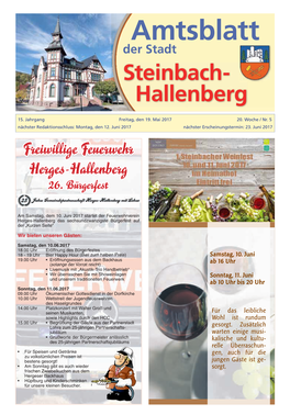 Amtsblatt Der Stadt Steinbach- Hallenberg