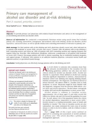 Primary Care Management of Alcohol Use Disorder and At-Risk Drinking Part 2: Counsel, Prescribe, Connect