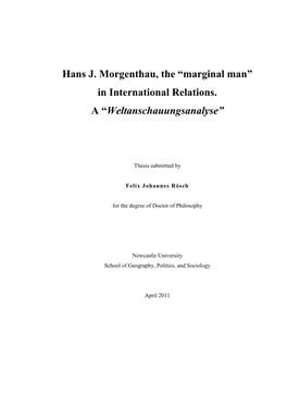 Hans J. Morgenthau, the “Marginal Man” in International Relations