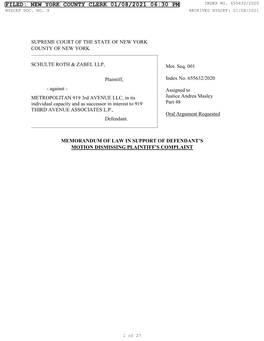 01/08/2021 Defendant's MOL ISO Motion to Dismiss
