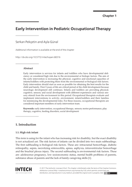 Early Intervention in Pediatric Occupational Therapy