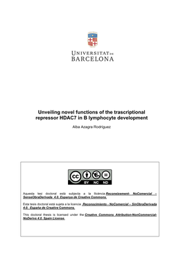 Unveiling Novel Functions of the Trascriptional Repressor HDAC7 in B Lymphocyte Development