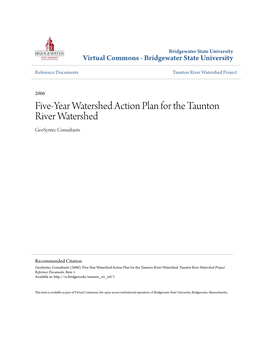 Five-Year Watershed Action Plan for the Taunton River Watershed Geosyntec Consultants