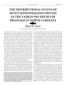 The Distributional Status of Seven Nonindigenous Species in the Yadkin-Pee Dee River Drainage in North Carolina Bryn H