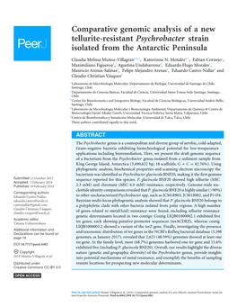 Comparative Genomic Analysis of a New Tellurite-Resistant Psychrobacter Strain Isolated from the Antarctic Peninsula