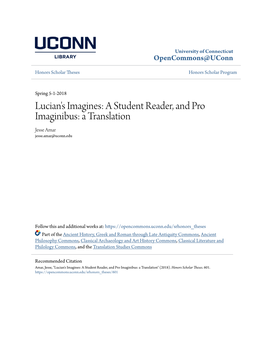 Lucian's Imagines: a Student Reader, and Pro Imaginibus: a Translation Jesse Amar Jesse.Amar@Uconn.Edu