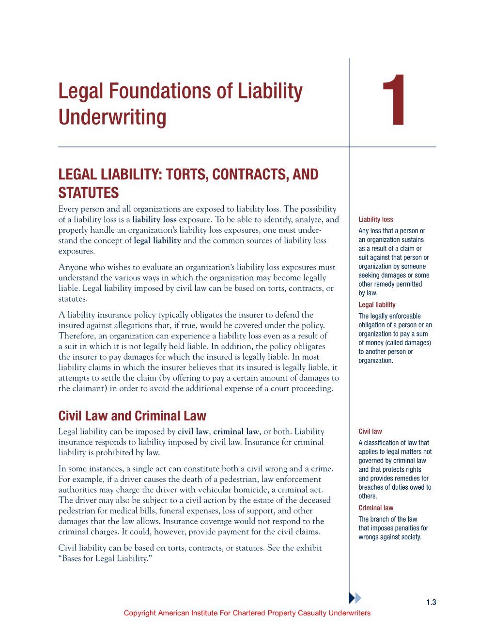 Legal Foundations of Liability Underwriting 1