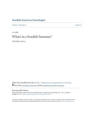 What's in a Swedish Surname? Nils William Olsson