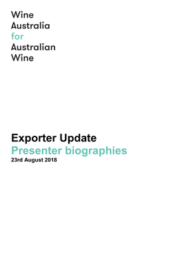 Exporter Update Presenter Biographies 23Rd August 2018