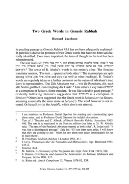 Two Greek Words in Genesis Rabbah
