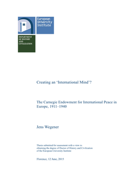 'International Mind'? Jens Wegener