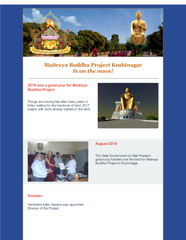 Maitreya Buddha Project Kushinagar Is on the Move!