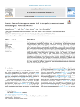 Seabird Diet Analysis Suggests Sudden Shift in the Pelagic Communities of the Subtropical Northeast Atlantic