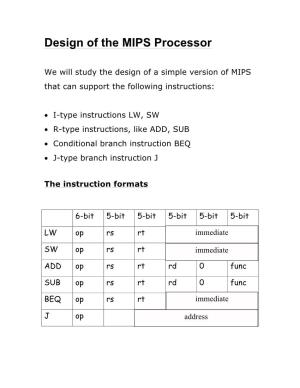 Design of the MIPS Processor