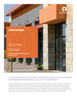 Von Duprin Electric Strikes Features Brochure
