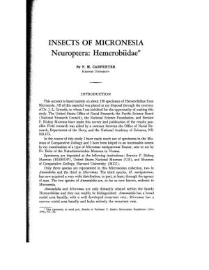 INSECTS of MICRONESIA Neuroptera: Hemerobiidae*