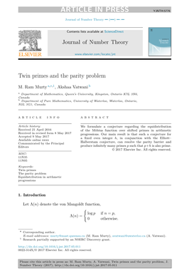 Twin Primes and the Parity Problem