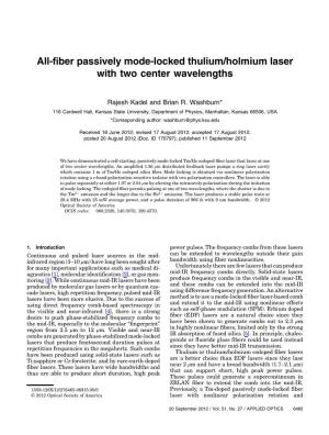 All-Fiber Passively Mode-Locked Thulium/Holmium Laser with Two Center Wavelengths