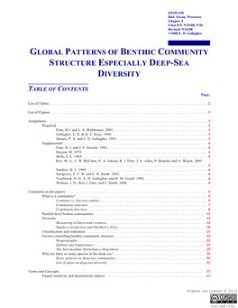 Global Patterns of Benthic Community Structure Especially Deep-Sea Diversity
