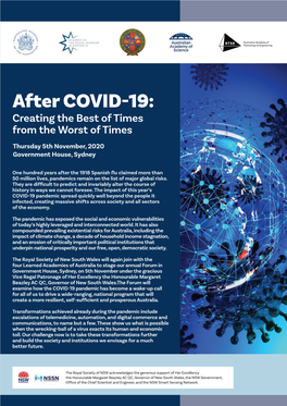 After COVID-19: Creating the Best of Times from the Worst of Times