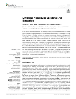 Divalent Nonaqueous Metal-Air Batteries