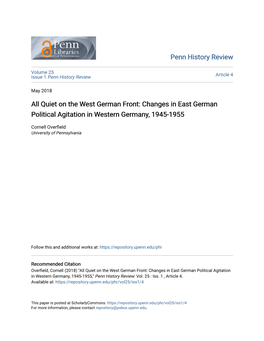 Changes in East German Political Agitation in Western Germany, 1945-1955