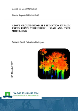 ABOVE GROUND BIOMASS ESTIMATION in PALM TREES USING TERRESTRIAL Lidar and TREE MODELLING 14 March 2017